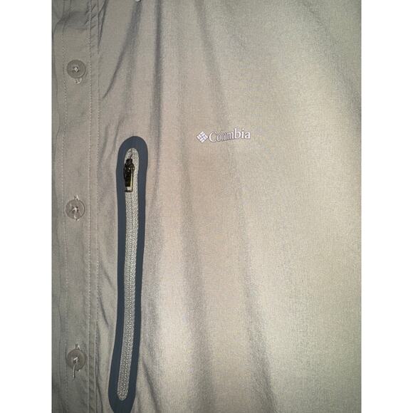 Columbia Button Down Shirt Large Zip Pocket Outdoor Gorpcore Camping Hiking Tan - Picture 5 of 6